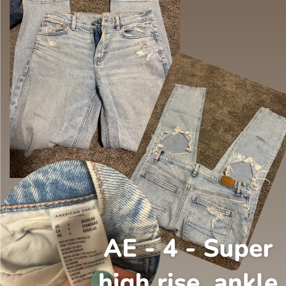 American Eagle Outfitters Women's Distressed Light Blue High Rise Jeans